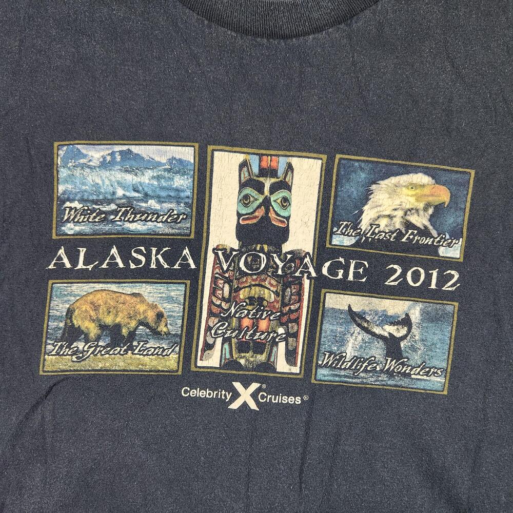 Alaska Voyage Shirt Mens 2XL Blue Celebrity Cruises Alaska Wildlife Graphic 2012